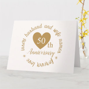 Cartão Aniversário de Ouro de Casamento Personalizado com