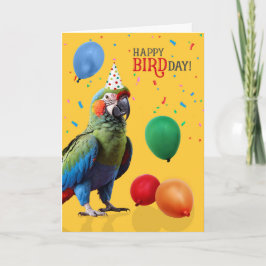 Cartão Aniversário de Papagaio Arlequim Macaw Engraçado