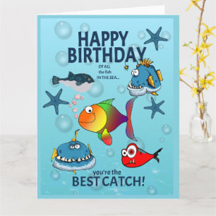 Cartão Aniversário de Peixe Divertido