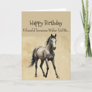 Cartão Aniversário de Personalidade Cavalo Andando no Ten