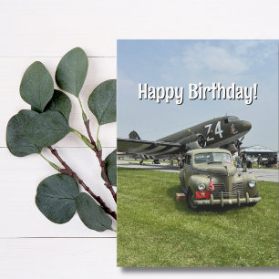 Cartão Aniversário de Piloto Avião Antigo Militar Engraça