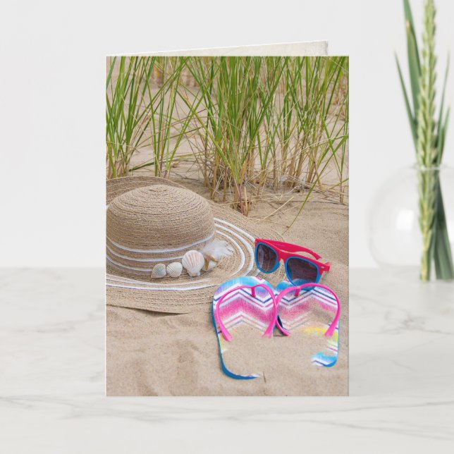 Cartão Aniversário de praia para amigo (Frente)