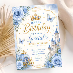Cartão Aniversário de Primeira Princesa Azul