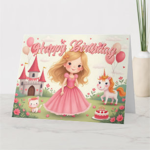 Cartão Aniversário de Princesa de Fadas em um Sonho Cor-d