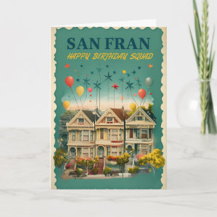 Cartão Aniversário de San Fran - Desenho Painted Ladies