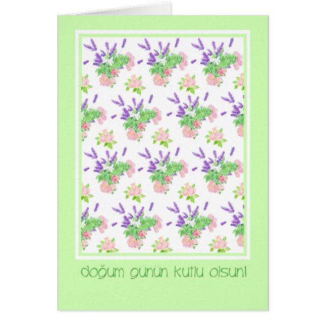 Cartão Aniversário de saudação da língua bonito turca (Frente)