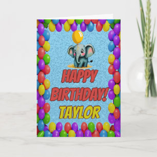 Cartão Aniversário de saudação personalizada de elefante