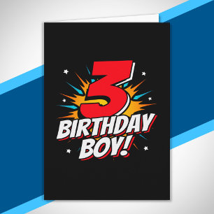Cartão Aniversário de Super-Herói - 3 Anos - 3º Aniversár