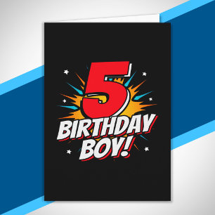 Cartão Aniversário de Super-Herói - 5 Anos - 5º Aniversár
