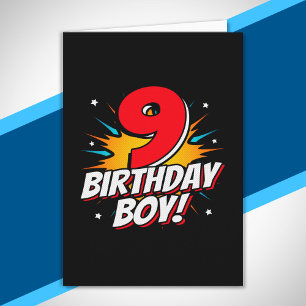 Cartão Aniversário de Super-Herói - Menino de 9 Anos - 9º