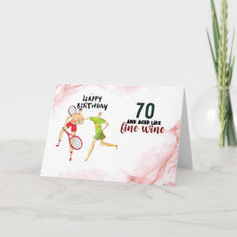 Cartão Aniversário de tênis 70 para Placa Jogadora de Tên