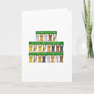 Cartão Aniversário de Trabalho de 1 Ano para o Funcionári