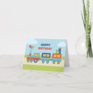 Cartão Aniversário de trem divertido