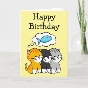 Cartão Aniversário de Três Gatinhos