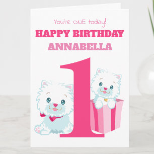 Cartão Aniversário De Uma Menina Rosa Fofa