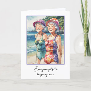 Cartão Aniversário De Velhas Senhoras Em Fatos De Swimite