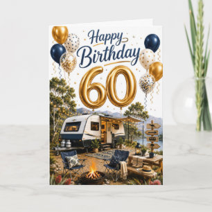 Cartão Aniversário de Viagem de 60 anos