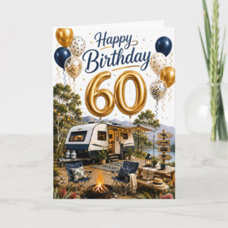 Cartão Aniversário de Viagem de 60 anos