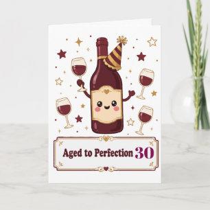 Cartão Aniversário de Vinho Fofo Envelhecido à Perfeição