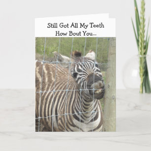 Cartão Aniversário de Zebra Divertido