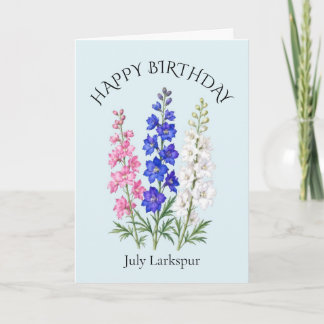 Cartão Aniversário Delphinium de Julho