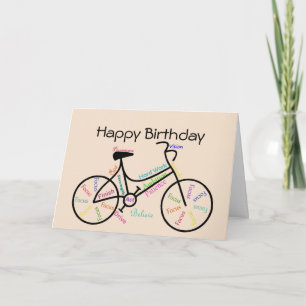 Cartão Aniversário Deseja bicicleta, bicicleta de ciclis