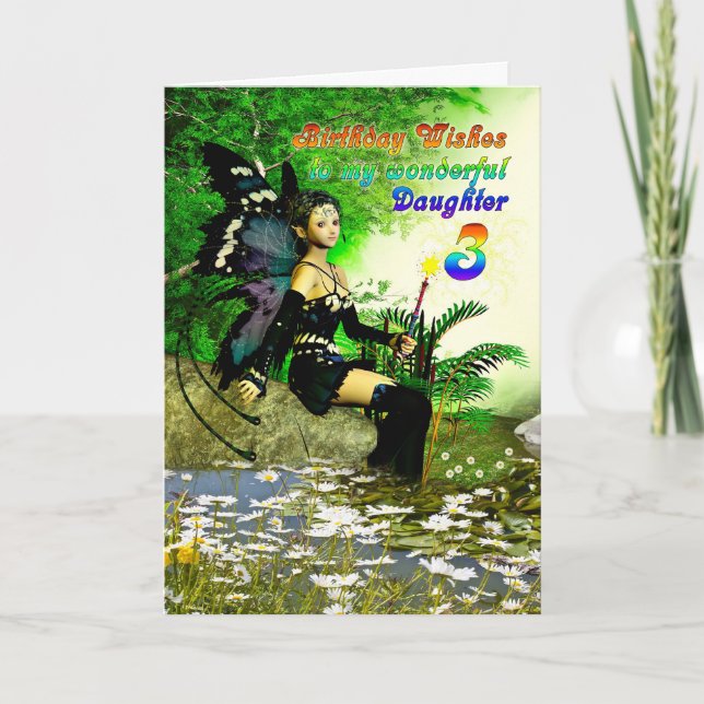 Cartão Aniversário deseja que a filha de 3 anos de idade  (Frente)