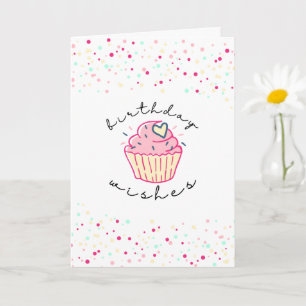 Cartão Aniversário Desejos   Cupcake