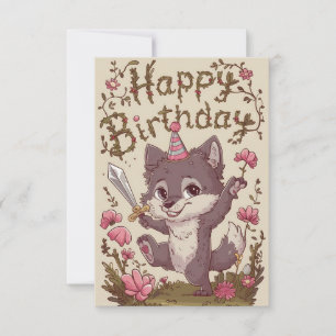 Cartão Aniversário Digital do Lobo Floresta Fresco