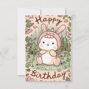 Cartão Aniversário Digital do Pastel Bunny