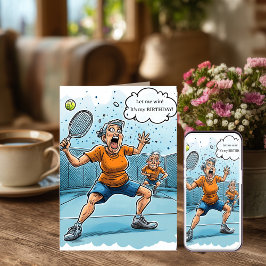 Cartão Aniversário Divertido de Pickleball