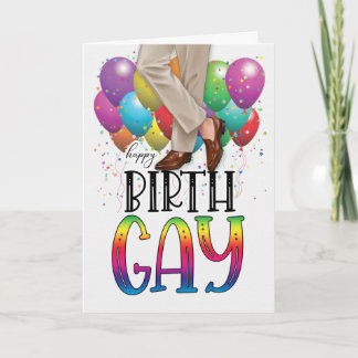 Cartão Aniversário Divertido GAY Pernas de Homens Arco-ír