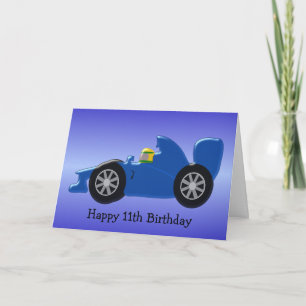 Cartão Aniversário do 11 de Carro Corrente Azul
