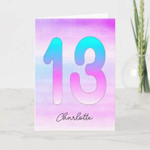 Cartão Aniversário do 13 de Gradação Roxo Azul