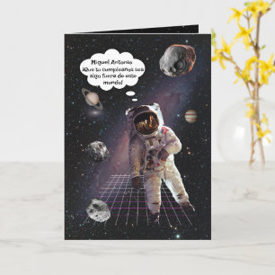 Cartão Aniversário do Astronauta Explorador Espacial Espa