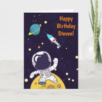 Aniversário do Astronauta Flutuando no Espaço Side