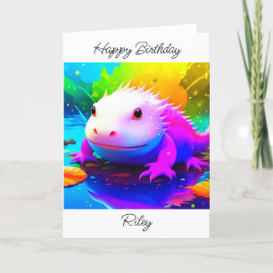 Cartão Aniversário do Axolotl Kid Personalizado
