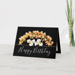 Cartão Aniversário do bonito Floral Buquê Orchid Lily Flo