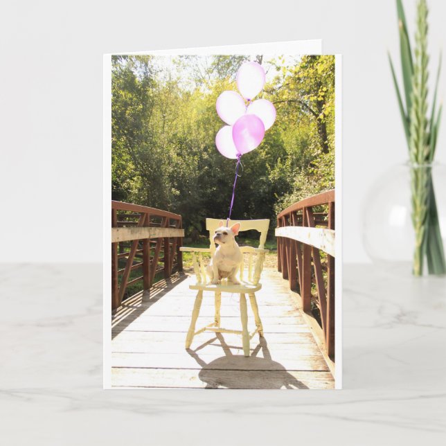 Cartão Aniversário do Buldogue Francês Encantador (Frente)