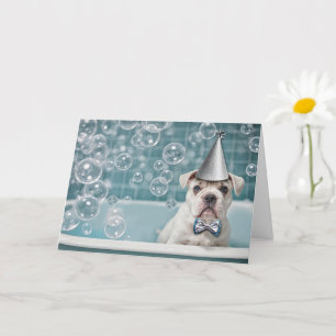 Cartão Aniversário do Bulldog Inglês, Cute e Engraçado em