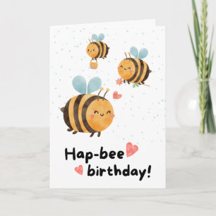 Cartão Aniversário do Bumble Cute Bumble Ilustrado à Mão
