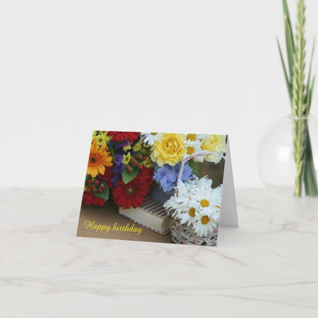 Cartão Aniversário do Buquê de Verão: Cartaz de saudação  (Frente)
