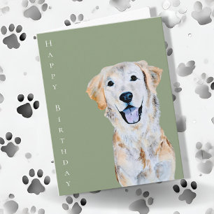Cartão Aniversário do Cachorro do Retriever de Ouro de Aq