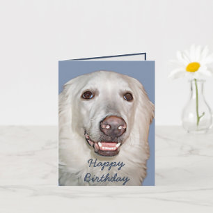Cartão Aniversário do Cão Grande Pirenéus Sorridente
