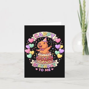 Cartão Aniversário do Capivara Menina Kawaii Cappy Aniver
