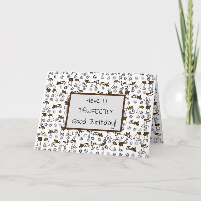 Cartão Aniversário do Cartoon Encantado Jack Russell Terr (Frente)