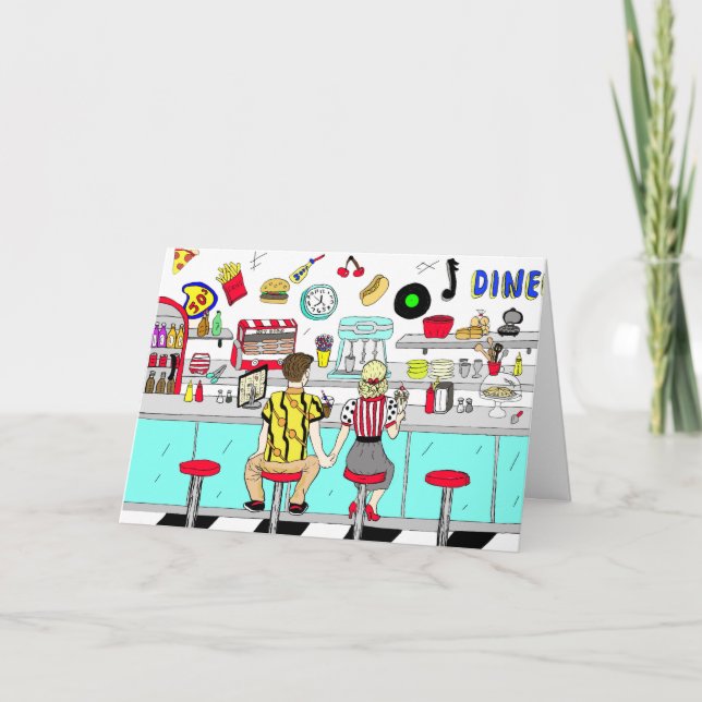 Cartão Aniversário do Casal Retroanos 50 (Frente)