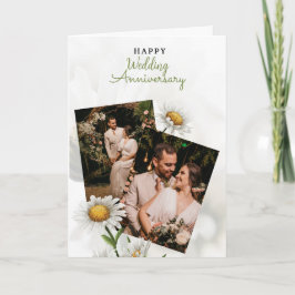 Cartão Aniversário do Casamento Feliz e Simples Branco