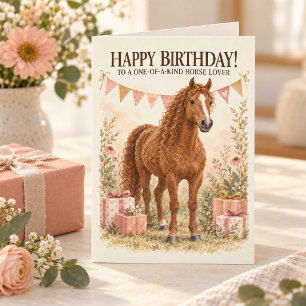Cartão Aniversário do Cavalo Americano Bashkir Curly