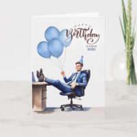 Aniversário do Chefe, Blue Businessman, num escrit